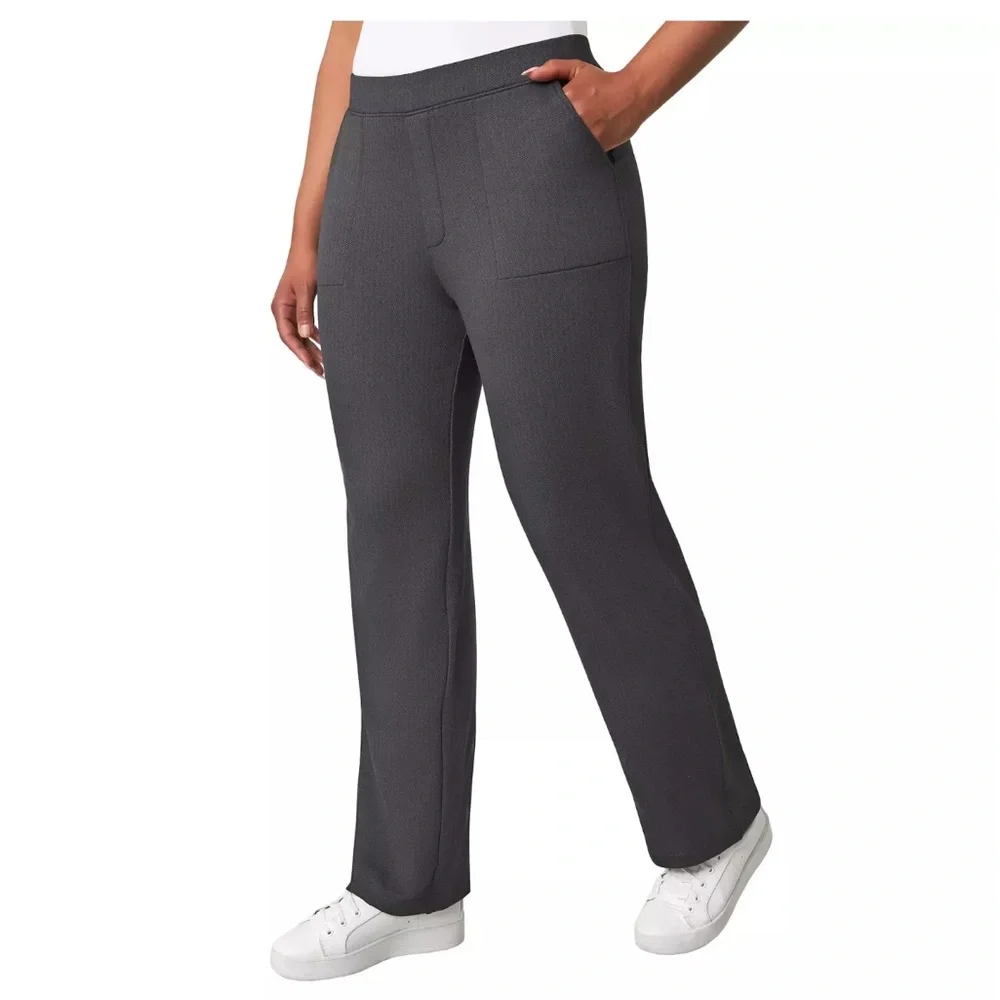 Mondetta Size L Women's Herringbone Straight Leg Pant Inseam 30.5” Black NWT